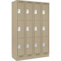 Clean Line Lockers, 3 -tier, Bank of 4, 48" x 18" x 76", Steel, Beige, Rivet (Assembled) Distribution Élite MP