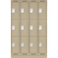 Clean Line Lockers, 3 -tier, Bank of 4, 48" x 18" x 76", Steel, Beige, Rivet (Assembled) Distribution Élite MP
