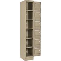 Clean Line Lockerette, 6 -tier, Bank of 4, 48" x 18" x 76", Steel, Beige, Rivet (Assembled) Distribution Élite MP