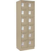 Clean Line Lockerette, 6 -tier, Bank of 2, 24" x 18" x 76", Steel, Beige, Rivet (Assembled) Distribution Élite MP