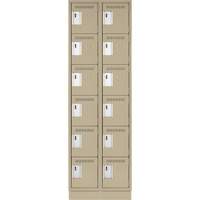 Clean Line Lockerette, 6 -tier, Bank of 2, 24" x 18" x 76", Steel, Beige, Rivet (Assembled) Distribution Élite MP