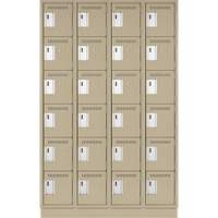 Clean Line Lockerette, 6 -tier, Bank of 4, 48" x 18" x 76", Steel, Beige, Rivet (Assembled) Distribution Élite MP