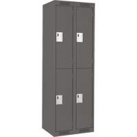 Clean Line Lockers, 2 -tier, Bank of 2, 24" x 18" x 72", Steel, Charcoal, Rivet (Assembled) Distribution Élite MP
