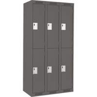 Clean Line Lockers, 2 -tier, Bank of 3, 36" x 18" x 72", Steel, Charcoal, Rivet (Assembled) Distribution Élite MP