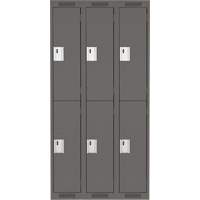 Clean Line Lockers, 2 -tier, Bank of 3, 36" x 18" x 72", Steel, Charcoal, Rivet (Assembled) Distribution Élite MP