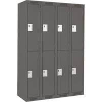 Casiers Clean Line, 2 niveaux, Bloc de 4, 48" x 18" x 72", Acier, Charbon, Rivet (assembl&eacute;) Distribution Élite MP