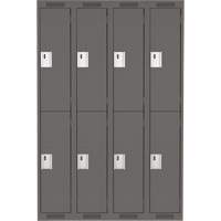 Casiers Clean Line, 2 niveaux, Bloc de 4, 48" x 18" x 72", Acier, Charbon, Rivet (assembl&eacute;) Distribution Élite MP