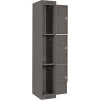 Clean Line Lockers, 3 -tier, Bank of 4, 48" x 18" x 72", Steel, Charcoal, Rivet (Assembled) Distribution Élite MP