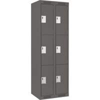 Clean Line Lockers, 3 -tier, Bank of 2, 24" x 18" x 72", Steel, Charcoal, Rivet (Assembled) Distribution Élite MP
