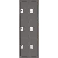 Clean Line Lockers, 3 -tier, Bank of 2, 24" x 18" x 72", Steel, Charcoal, Rivet (Assembled) Distribution Élite MP