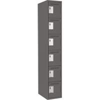 Clean Line Lockerette, 6 -tier, 12" x 18" x 72", Steel, Charcoal, Rivet (Assembled) Distribution Élite MP