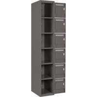 Clean Line Lockerette, 6 -tier, Bank of 4, 48" x 18" x 72", Steel, Charcoal, Rivet (Assembled) Distribution Élite MP