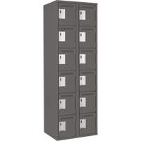 Clean Line Lockerette, 6 -tier, Bank of 2, 24" x 18" x 72", Steel, Charcoal, Rivet (Assembled) Distribution Élite MP