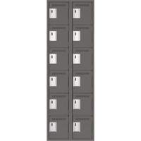 Clean Line Lockerette, 6 -tier, Bank of 2, 24" x 18" x 72", Steel, Charcoal, Rivet (Assembled) Distribution Élite MP