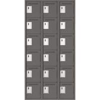 Clean Line Lockerette, 6 -tier, Bank of 3, 36" x 18" x 72", Steel, Charcoal, Rivet (Assembled) Distribution Élite MP