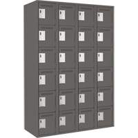 Clean Line Lockerette, 6 -tier, Bank of 4, 48" x 18" x 72", Steel, Charcoal, Rivet (Assembled) Distribution Élite MP