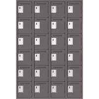 Clean Line Lockerette, 6 -tier, Bank of 4, 48" x 18" x 72", Steel, Charcoal, Rivet (Assembled) Distribution Élite MP