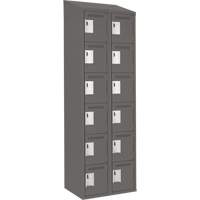 Clean Line Lockerette, 6 -tier, Bank of 2, 24" x 18" x 78", Steel, Charcoal, Rivet (Assembled) Distribution Élite MP