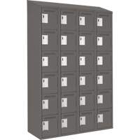 Clean Line Lockerette, 6 -tier, Bank of 4, 48" x 18" x 78", Steel, Charcoal, Rivet (Assembled) Distribution Élite MP