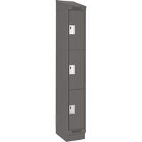 Clean Line Lockers, 3 -tier, 12" x 18" x 82", Steel, Charcoal, Rivet (Assembled) Distribution Élite MP