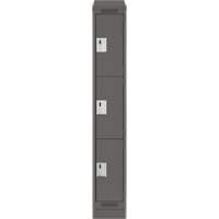 Clean Line Lockers, 3 -tier, 12" x 18" x 82", Steel, Charcoal, Rivet (Assembled) Distribution Élite MP