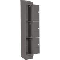 Clean Line Lockers, 3 -tier, Bank of 4, 48" x 18" x 82", Steel, Charcoal, Rivet (Assembled) Distribution Élite MP