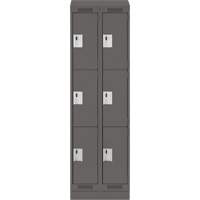 Clean Line Lockers, 3 -tier, Bank of 2, 24" x 18" x 82", Steel, Charcoal, Rivet (Assembled) Distribution Élite MP