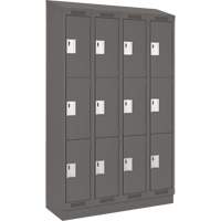 Clean Line Lockers, 3 -tier, Bank of 4, 48" x 18" x 82", Steel, Charcoal, Rivet (Assembled) Distribution Élite MP