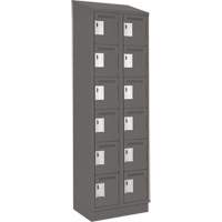 Clean Line Lockerette, 6 -tier, Bank of 2, 24" x 18" x 82", Steel, Charcoal, Rivet (Assembled) Distribution Élite MP