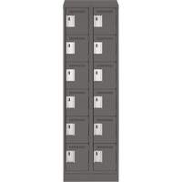 Clean Line Lockerette, 6 -tier, Bank of 2, 24" x 18" x 82", Steel, Charcoal, Rivet (Assembled) Distribution Élite MP