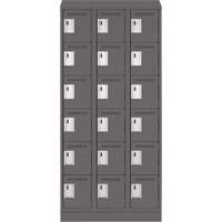 Clean Line Lockerette, 6 -tier, Bank of 3, 36" x 18" x 82", Steel, Charcoal, Rivet (Assembled) Distribution Élite MP