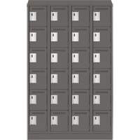 Clean Line Lockerette, 6 -tier, Bank of 4, 48" x 18" x 82", Steel, Charcoal, Rivet (Assembled) Distribution Élite MP