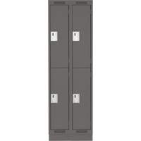 Casiers Clean Line, 2 niveaux, Bloc de 2, 24" x 18" x 76", Acier, Charbon, Rivet (assembl&eacute;) Distribution Élite MP