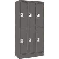 Casiers Clean Line, 2 niveaux, Bloc de 3, 36" x 18" x 76", Acier, Charbon, Rivet (assembl&eacute;) Distribution Élite MP