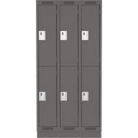 Casiers Clean Line, 2 niveaux, Bloc de 3, 36" x 18" x 76", Acier, Charbon, Rivet (assembl&eacute;) Distribution Élite MP