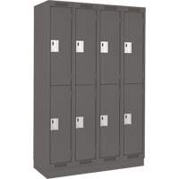 Casiers Clean Line, 2 niveaux, Bloc de 4, 48" x 18" x 76", Acier, Charbon, Rivet (assembl&eacute;) Distribution Élite MP