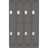 Casiers Clean Line, 2 niveaux, Bloc de 4, 48" x 18" x 76", Acier, Charbon, Rivet (assembl&eacute;) Distribution Élite MP