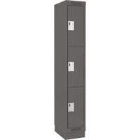 Clean Line Lockers, 3 -tier, 12" x 18" x 76", Steel, Charcoal, Rivet (Assembled) Distribution Élite MP