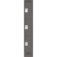 Clean Line Lockers, 3 -tier, 12" x 18" x 76", Steel, Charcoal, Rivet (Assembled) Distribution Élite MP