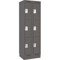 Clean Line Lockers, 3 -tier, Bank of 2, 24" x 18" x 76", Steel, Charcoal, Rivet (Assembled) Distribution Élite MP