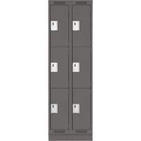Clean Line Lockers, 3 -tier, Bank of 2, 24" x 18" x 76", Steel, Charcoal, Rivet (Assembled) Distribution Élite MP