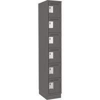 Clean Line Lockerette, 6 -tier, 12" x 18" x 76", Steel, Charcoal, Rivet (Assembled) Distribution Élite MP