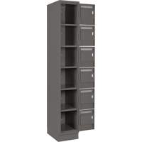Clean Line Lockerette, 6 -tier, Bank of 4, 48" x 18" x 76", Steel, Charcoal, Rivet (Assembled) Distribution Élite MP