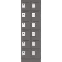 Clean Line Lockerette, 6 -tier, Bank of 2, 24" x 18" x 76", Steel, Charcoal, Rivet (Assembled) Distribution Élite MP