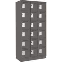 Clean Line Lockerette, 6 -tier, Bank of 3, 36" x 18" x 76", Steel, Charcoal, Rivet (Assembled) Distribution Élite MP