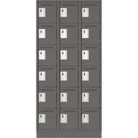 Clean Line Lockerette, 6 -tier, Bank of 3, 36" x 18" x 76", Steel, Charcoal, Rivet (Assembled) Distribution Élite MP