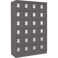 Clean Line Lockerette, 6 -tier, Bank of 4, 48" x 18" x 76", Steel, Charcoal, Rivet (Assembled) Distribution Élite MP