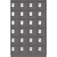 Clean Line Lockerette, 6 -tier, Bank of 4, 48" x 18" x 76", Steel, Charcoal, Rivet (Assembled) Distribution Élite MP