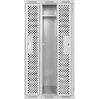 Clean Line Lockers, Bank of 3, 36" x 15" x 72", Steel, Grey, Rivet (Assembled), Perforated Distribution Élite MP