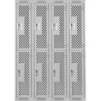 Clean Line Lockers, 2 -tier, Bank of 4, 48" x 15" x 72", Steel, Grey, Rivet (Assembled), Perforated Distribution Élite MP